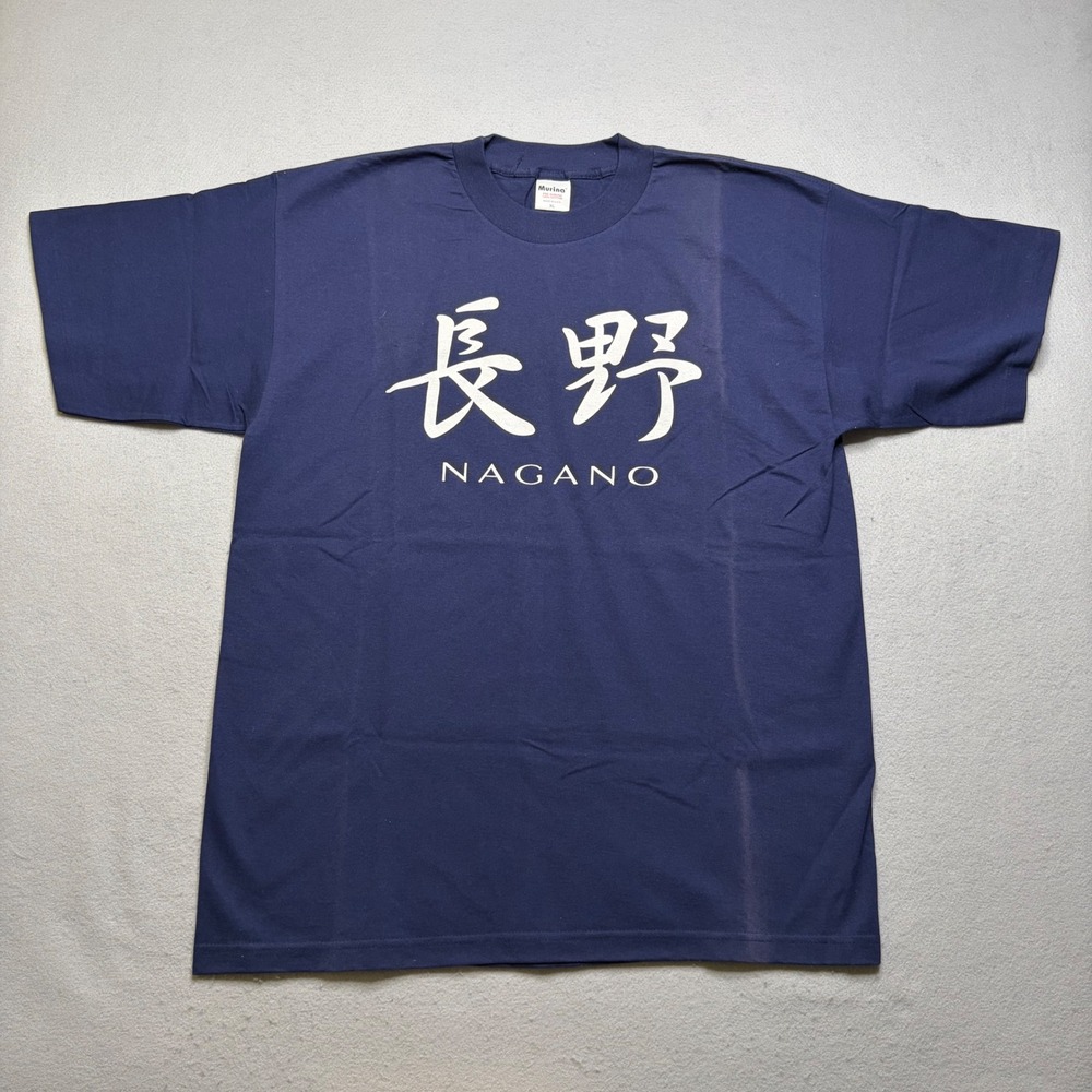 Murina T-Shirt Mens XL Navy Nagano 1998 Olympics Vintage Japan Go For Gold Tee